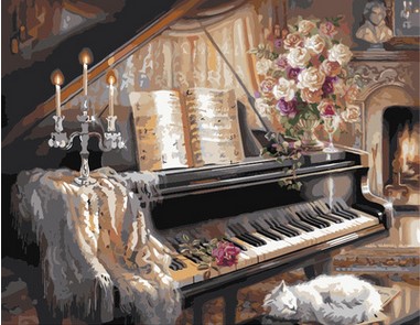 DIY 디지털 그림 아크릴 그림 DIY 피아노 홈 벽 장식 번호 손으로 색칠 캔버스 회화 그림 AOP026